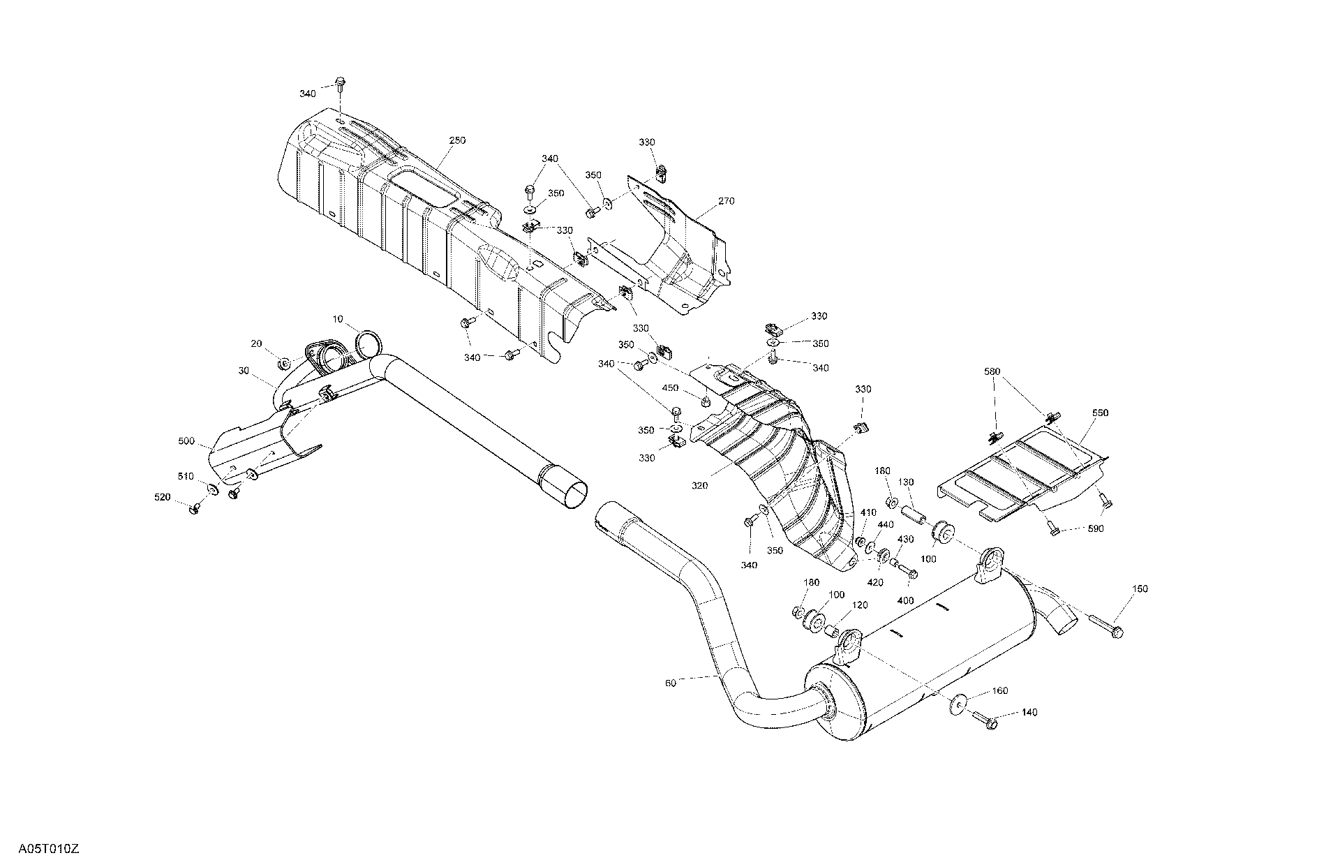 An Image of a Genuine Can-Am Parts Schematic Diagram showing the schematic - ENGINE - EXHAUST