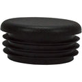 Black ribbed rubber cap with flat circular top and flexible sides.