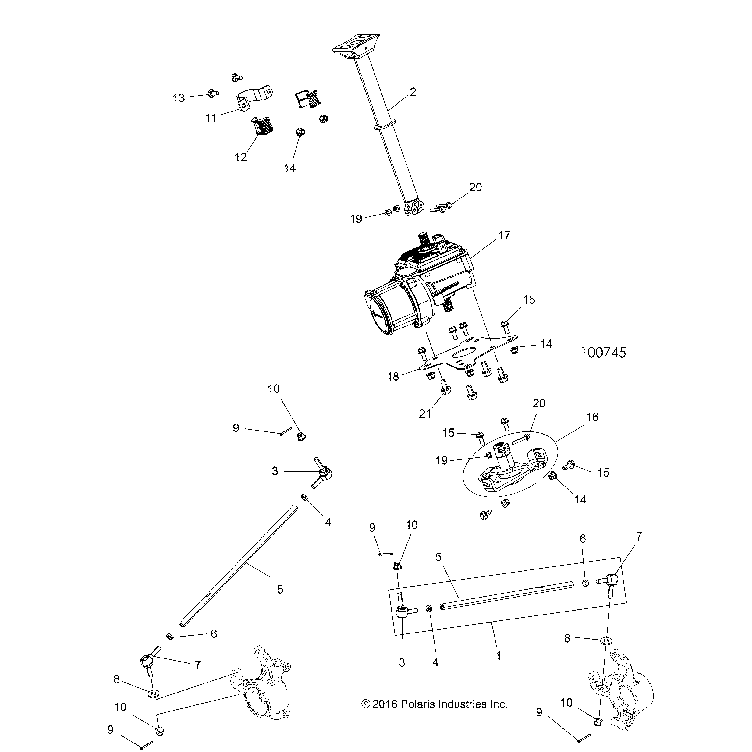 An Image of a Genuine Polaris Parts Schematic Diagram showing the schematic - STEERING: STEERING POST ASM. - 2017 POLARIS SPORTSMAN 850 SP