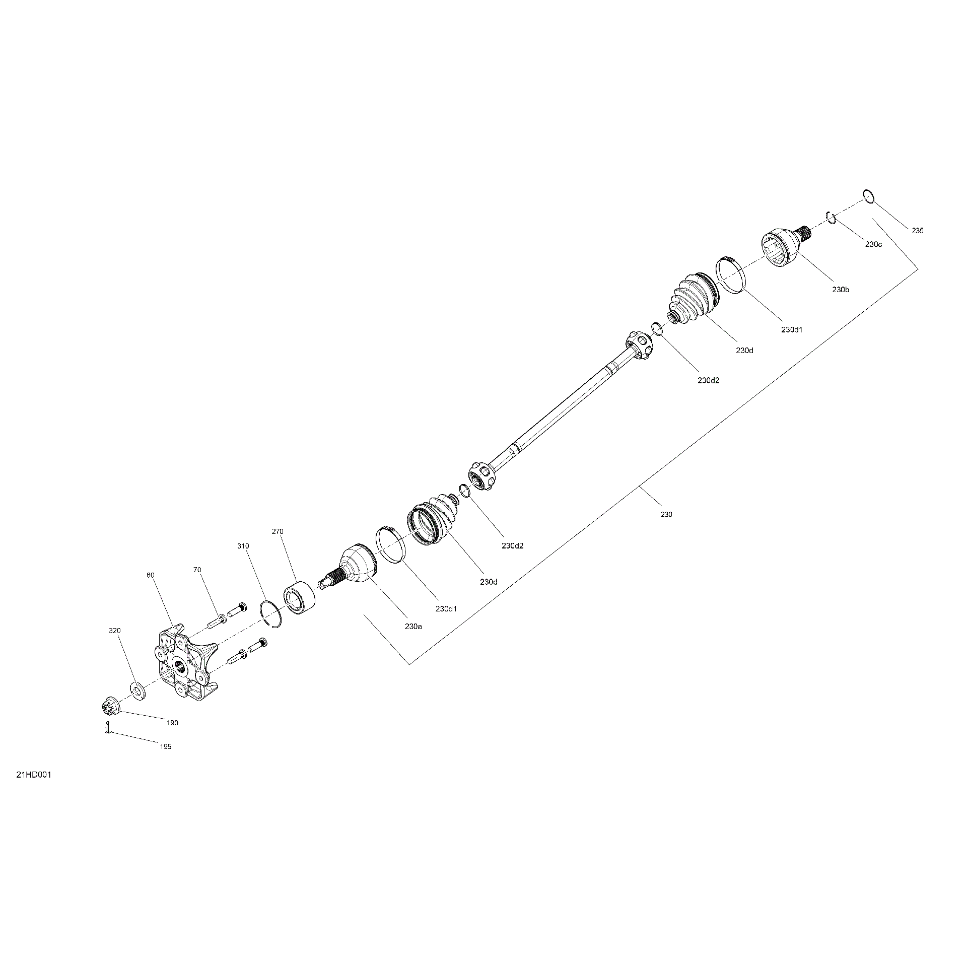 An Image of a Genuine Can-Am Parts Schematic Diagram showing the schematic - DRIVE - REAR - COMMON PARTS
