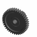 Black metal starter idler gear with evenly spaced teeth and central mounting hole.