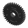Black 36-tooth metal split gear with central spline for motorcycle drive system.