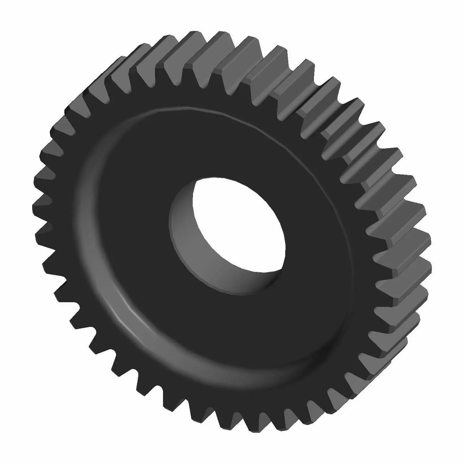 Black metal mainshaft gear with 39 teeth and central circular hole, designed for motorcycles.