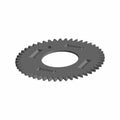 Dark gray metal split gear with evenly spaced teeth and a central circular hole.