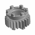 Gray metal mainshaft gear with external teeth and four raised cylindrical studs on top.