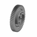 Metallic gray crankshaft gear with evenly spaced teeth and central mounting holes.