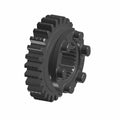 Black metal mainshaft gear with straight-cut teeth and internal spline shaft fitting.