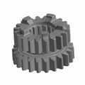 Gray metal dual-layer input gear with interlocking teeth for 3rd and 4th speeds in 5-speed transmissions.