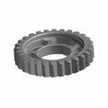 Gray metal motorcycle gear with evenly spaced teeth and a central mounting hole.