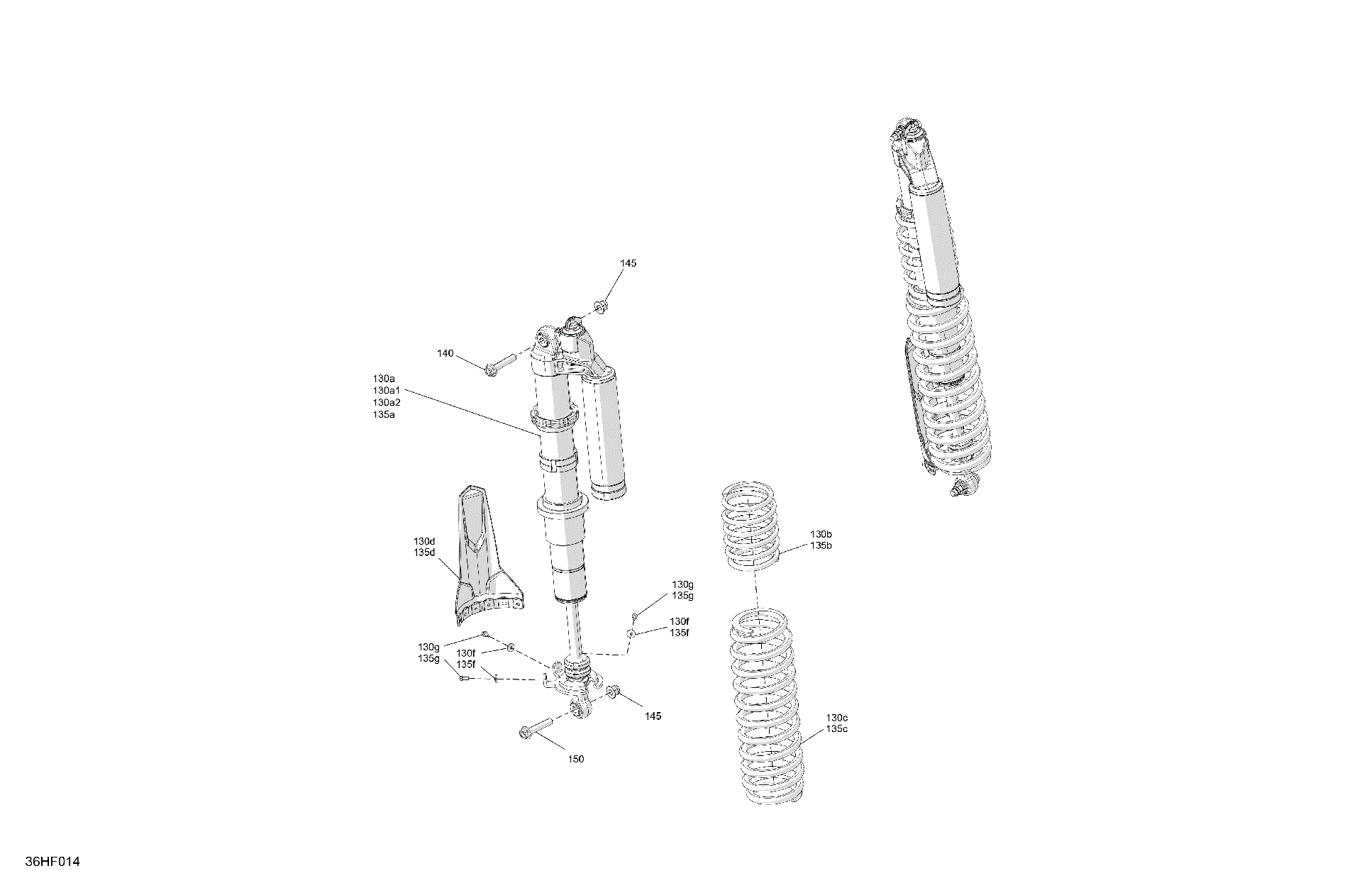 An Image of a Genuine Can-Am Parts Schematic Diagram showing the schematic - SUSPENSION - REAR SHOCKS