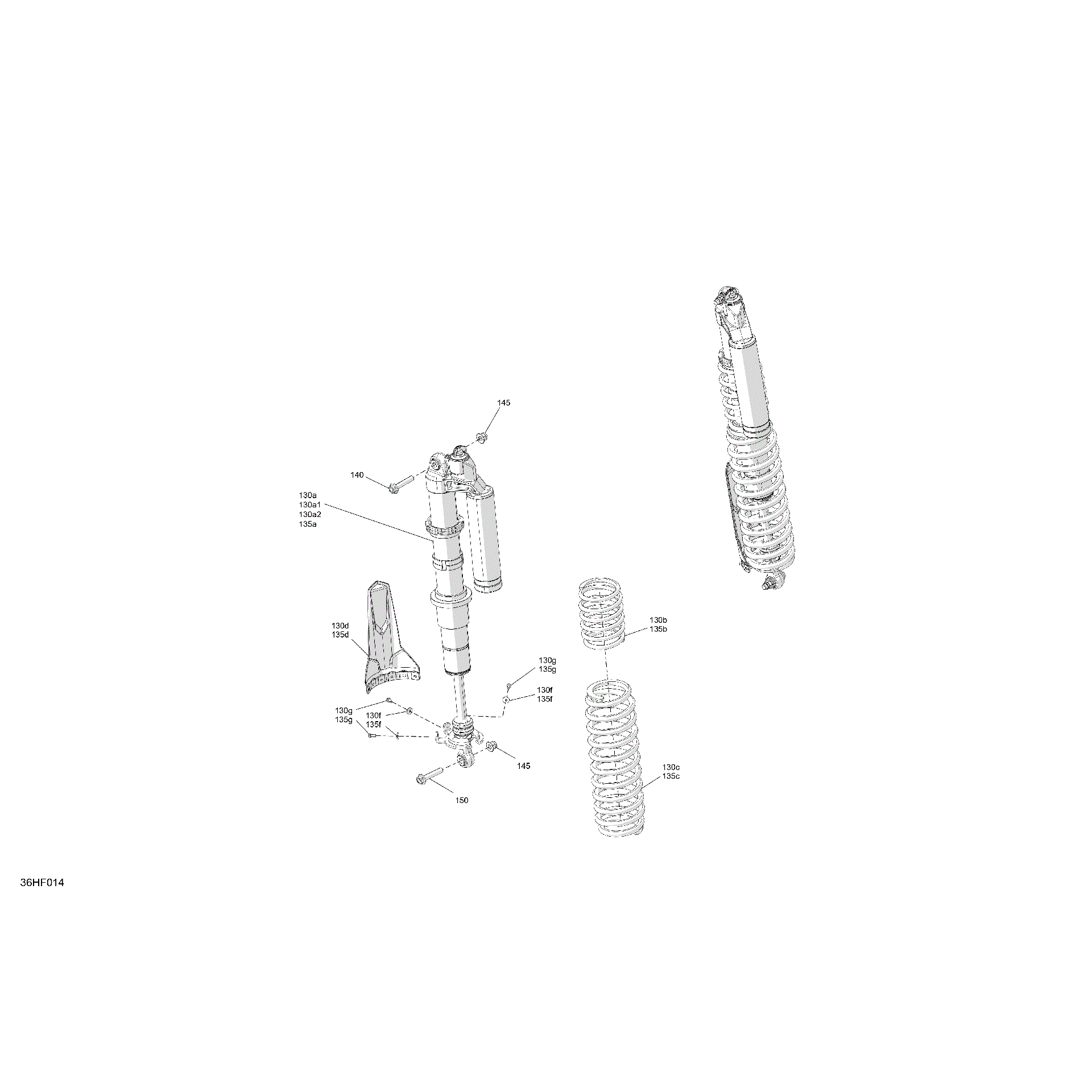An Image of a Genuine Can-Am Parts Schematic Diagram showing the schematic - SUSPENSION - REAR SHOCKS