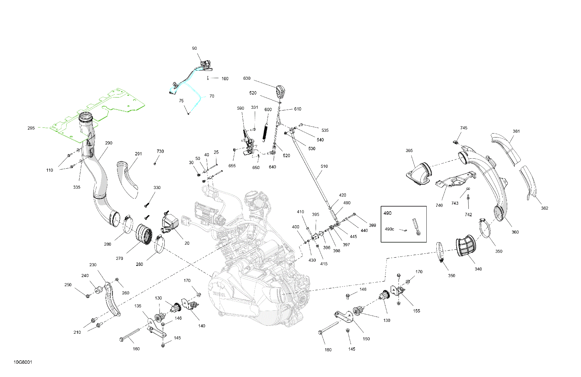 An Image of a Genuine Can-Am Parts Schematic Diagram showing the schematic - ENGINE - SYSTEM