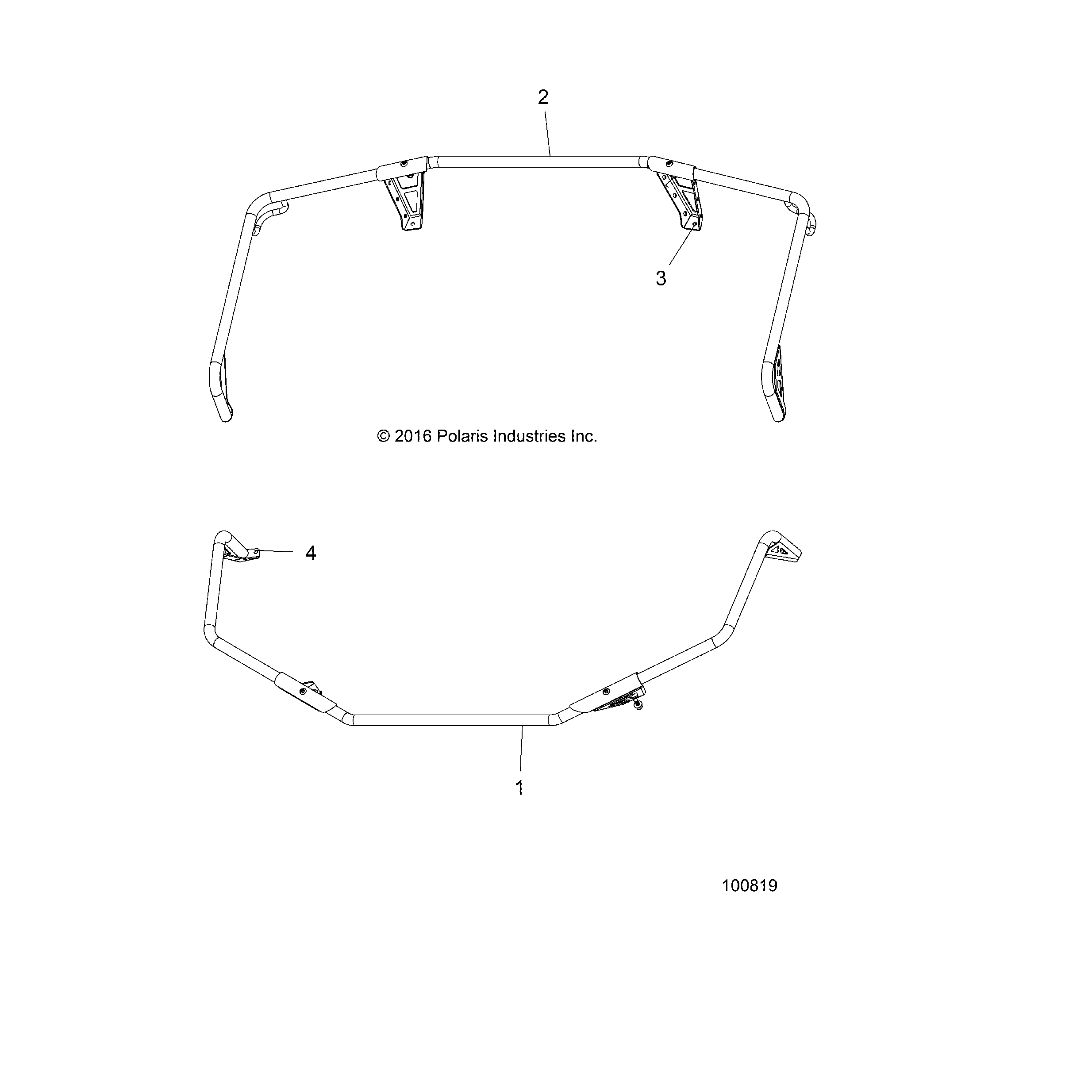 An Image of a Genuine Polaris Parts Schematic Diagram showing the schematic - BODY: RACK EXTENDERS - 2019 POLARIS SPORTSMAN 1000 XP 48