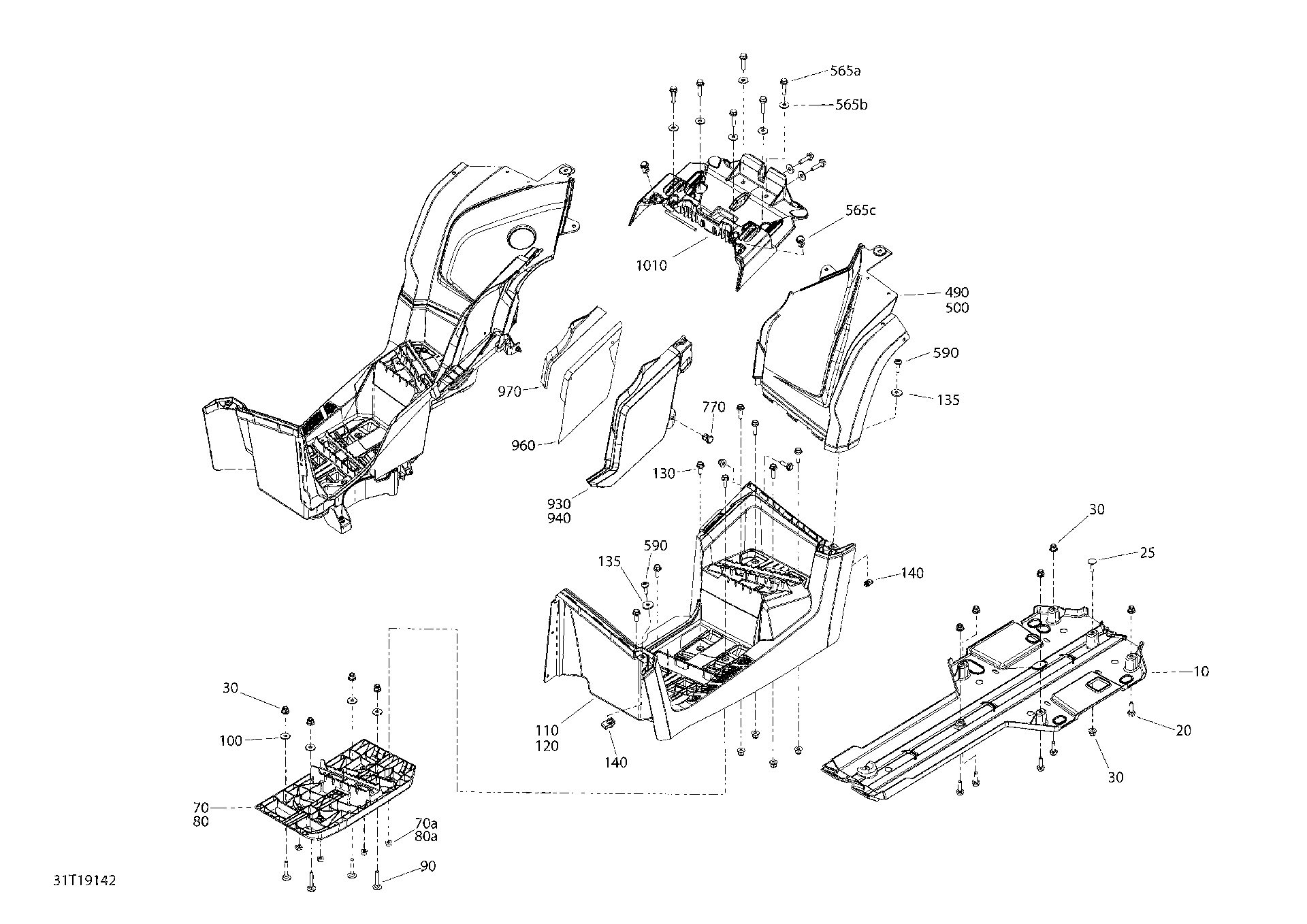 An Image of a Genuine Can-Am Parts Schematic Diagram showing the schematic - BODY AND ACCESSORIES 6X6 MAX - 1000 EFI -  - MIDDLE