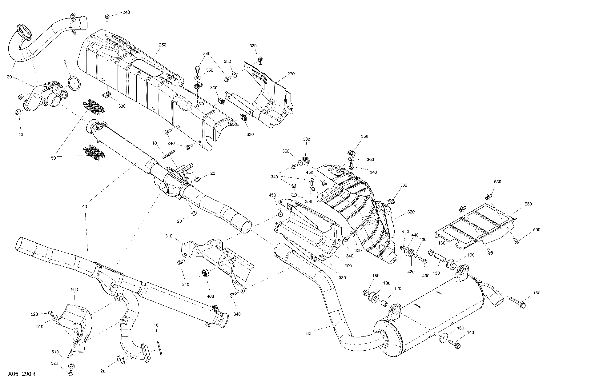 An Image of a Genuine Can-Am Parts Schematic Diagram showing the schematic - ENGINE - EXHAUST