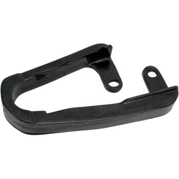 The Honda TRX R Front Chain Slider Black by Moose Offroad features two mounting holes, a curved section, and flat base for easy install in automotive or mechanical assemblies. Made in the U.S.A.