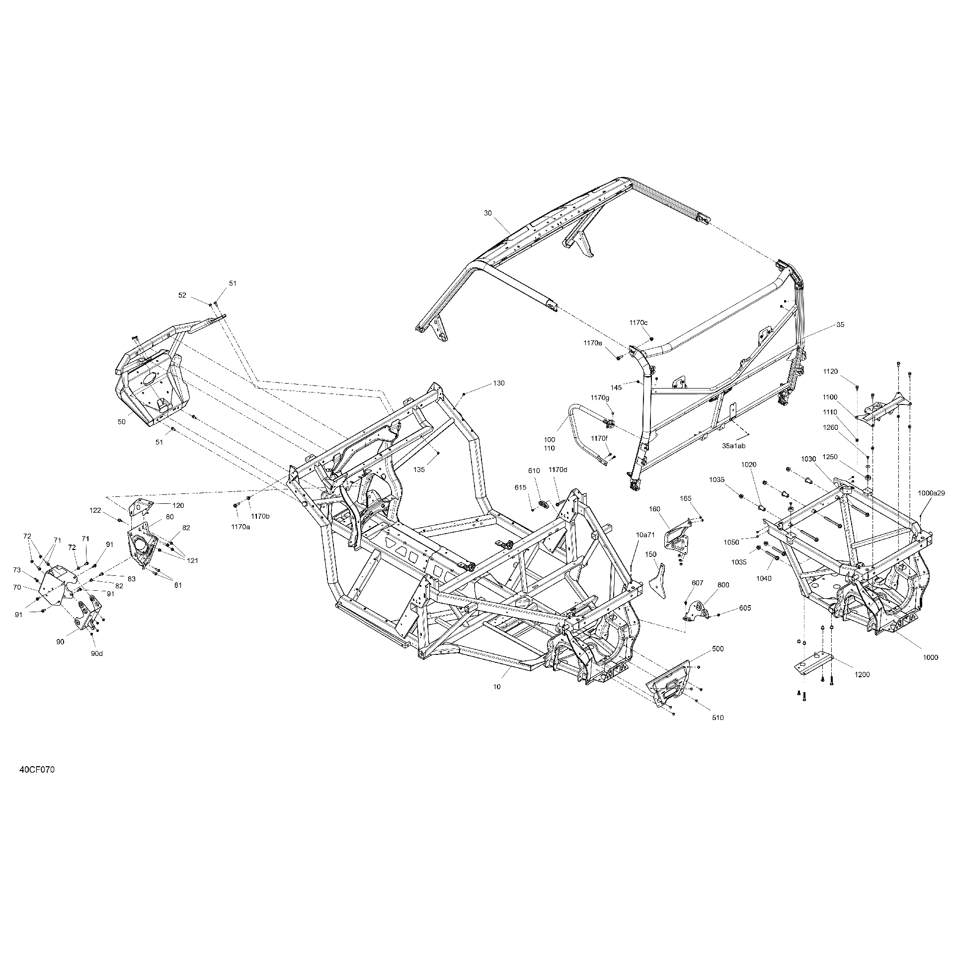 An Image of a Genuine Can-Am Parts Schematic Diagram showing the schematic - FRAME - SYSTEM