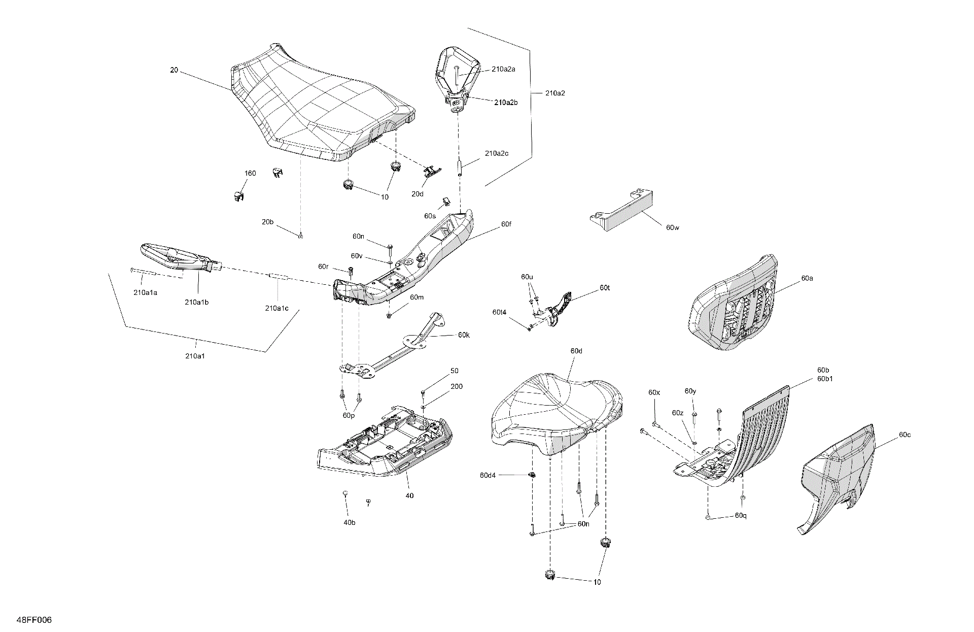 An Image of a Genuine Can-Am Parts Schematic Diagram showing the schematic - BODY - SEAT