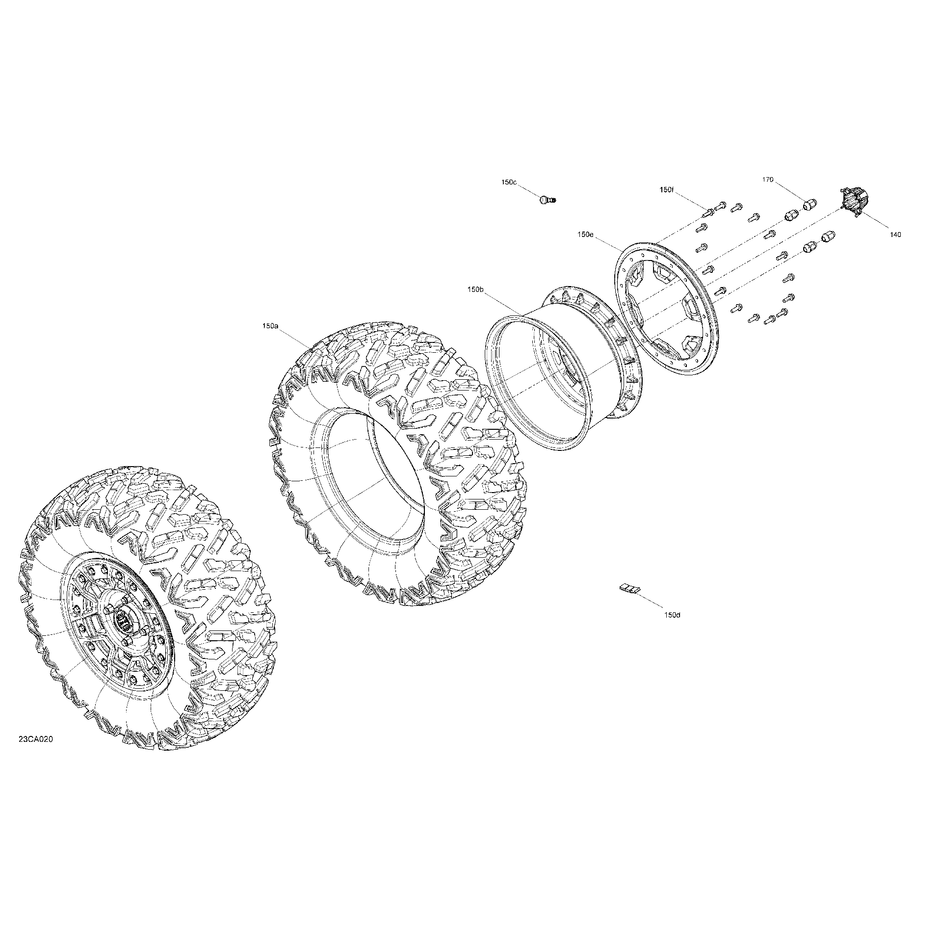 An Image of a Genuine Can-Am Parts Schematic Diagram showing the schematic - DRIVE - REAR WHEELS - X DS