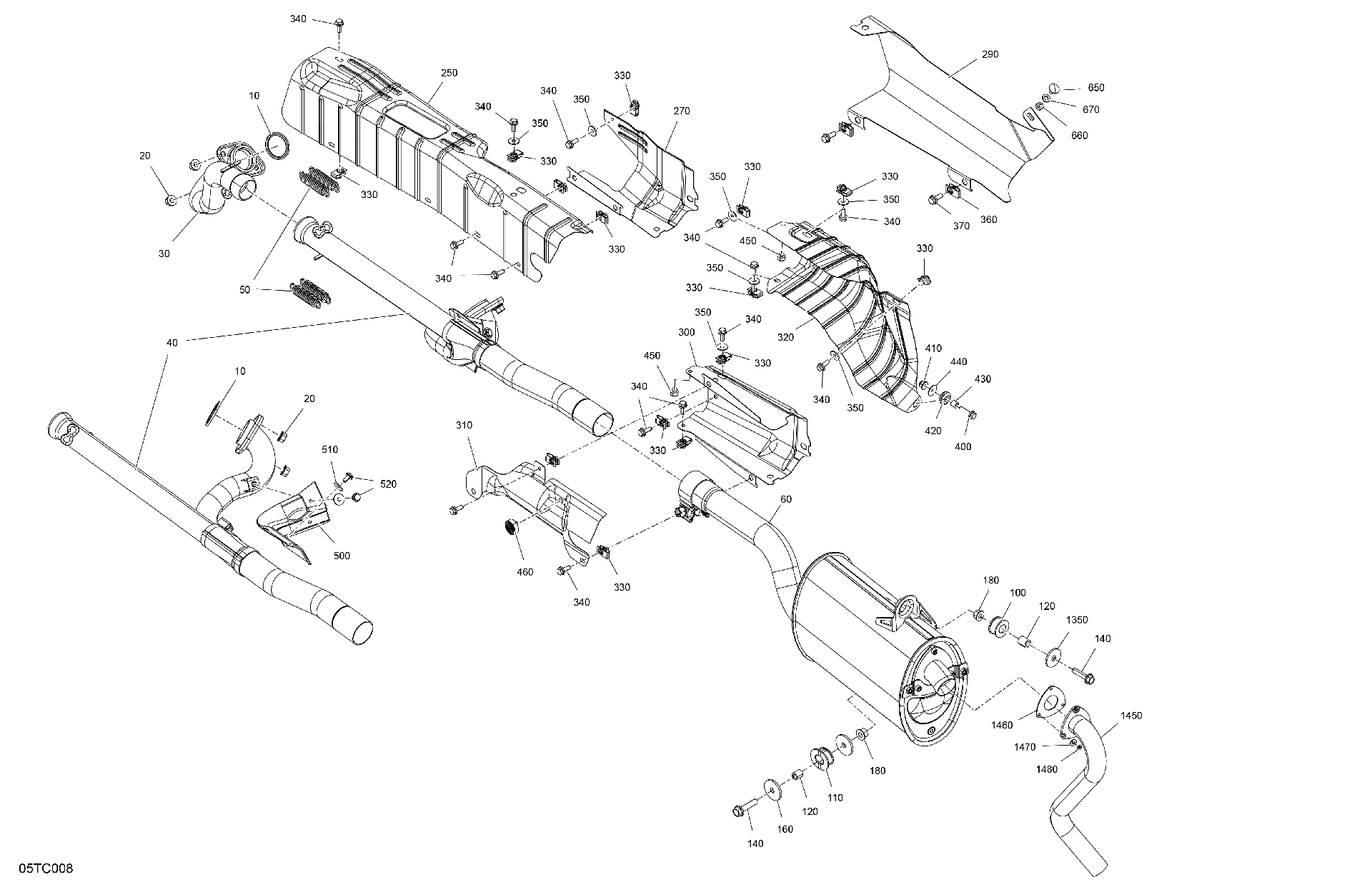 An Image of a Genuine Can-Am Parts Schematic Diagram showing the schematic - ENGINE - EXHAUST