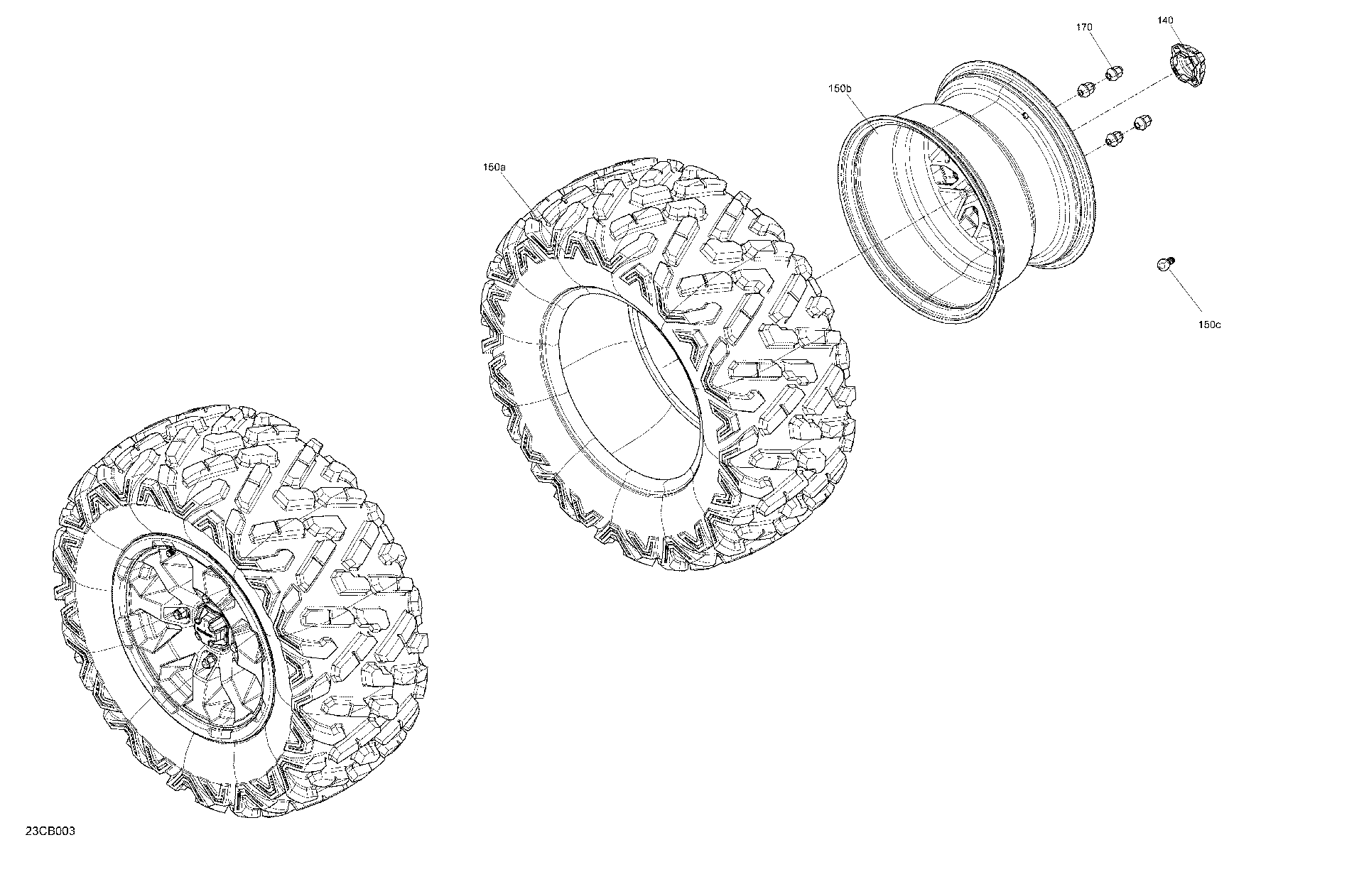 An Image of a Genuine Can-Am Parts Schematic Diagram showing the schematic - DRIVE - REAR WHEELS
