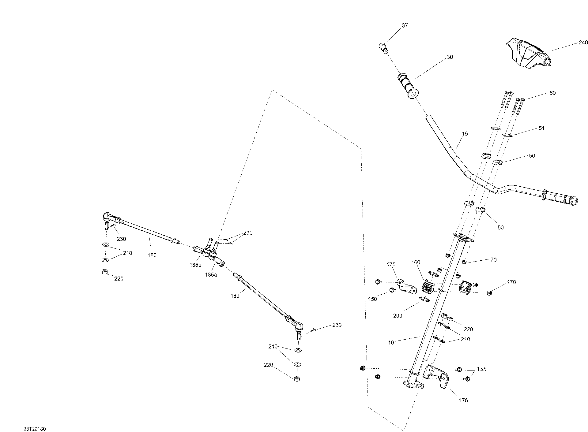 An Image of a Genuine Can-Am Parts Schematic Diagram showing the schematic - STEERING