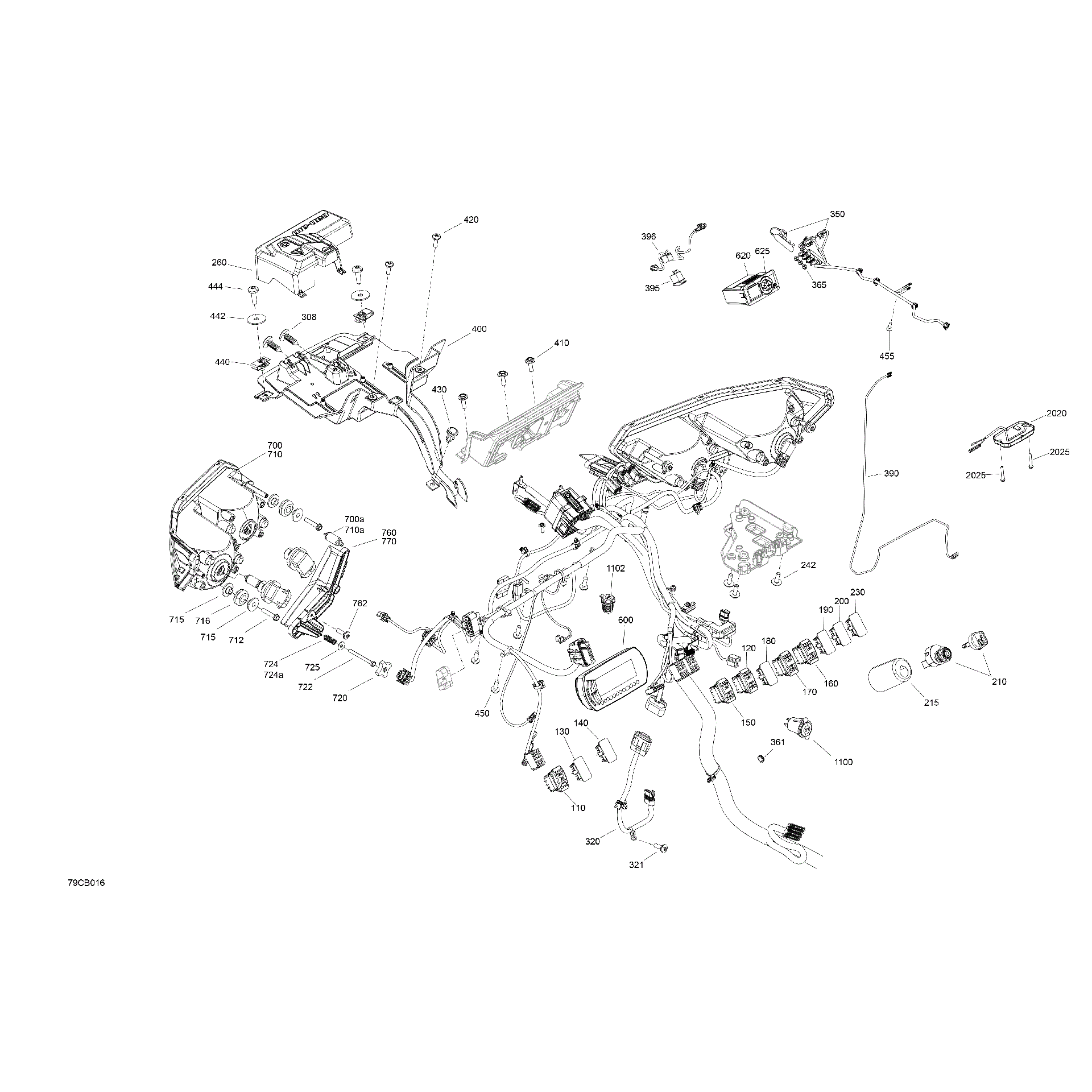 An Image of a Genuine Can-Am Parts Schematic Diagram showing the schematic - ELECTRIC - FRONT SECTION