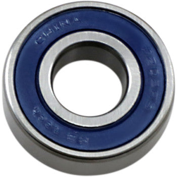 The Wheel Bearing Double Seal 155x11 by Parts Unlimited is a metal bearing with ABEC #1 precision, blue rubber seal on one side, engraved edge text, and a circular hollow center.