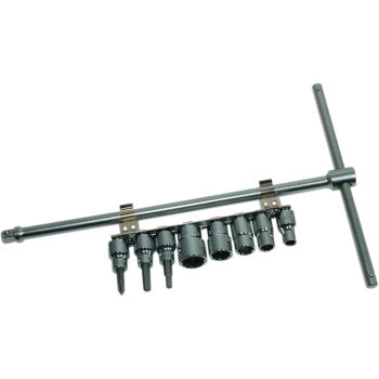 The Cruztools T Driver with Sockets Bits is a mechanics-grade Chrome Vanadium sliding T-handle with eight interchangeable sockets and bits, ideal for tightening or loosening bolts and screws.