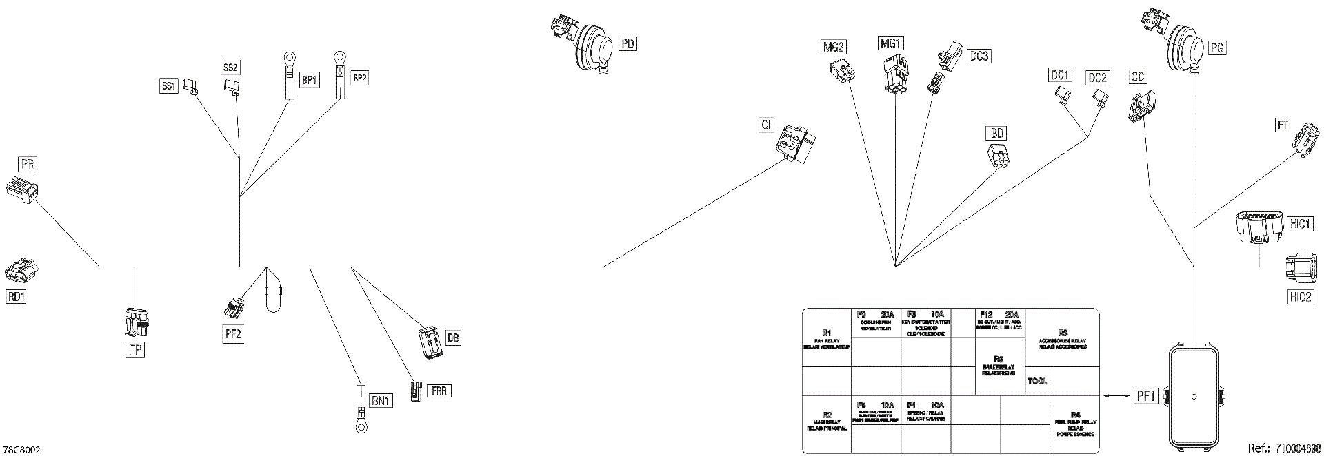 An Image of a Genuine Can-Am Parts Schematic Diagram showing the schematic - ELECTRIC - MAIN HARNESS - 710004957