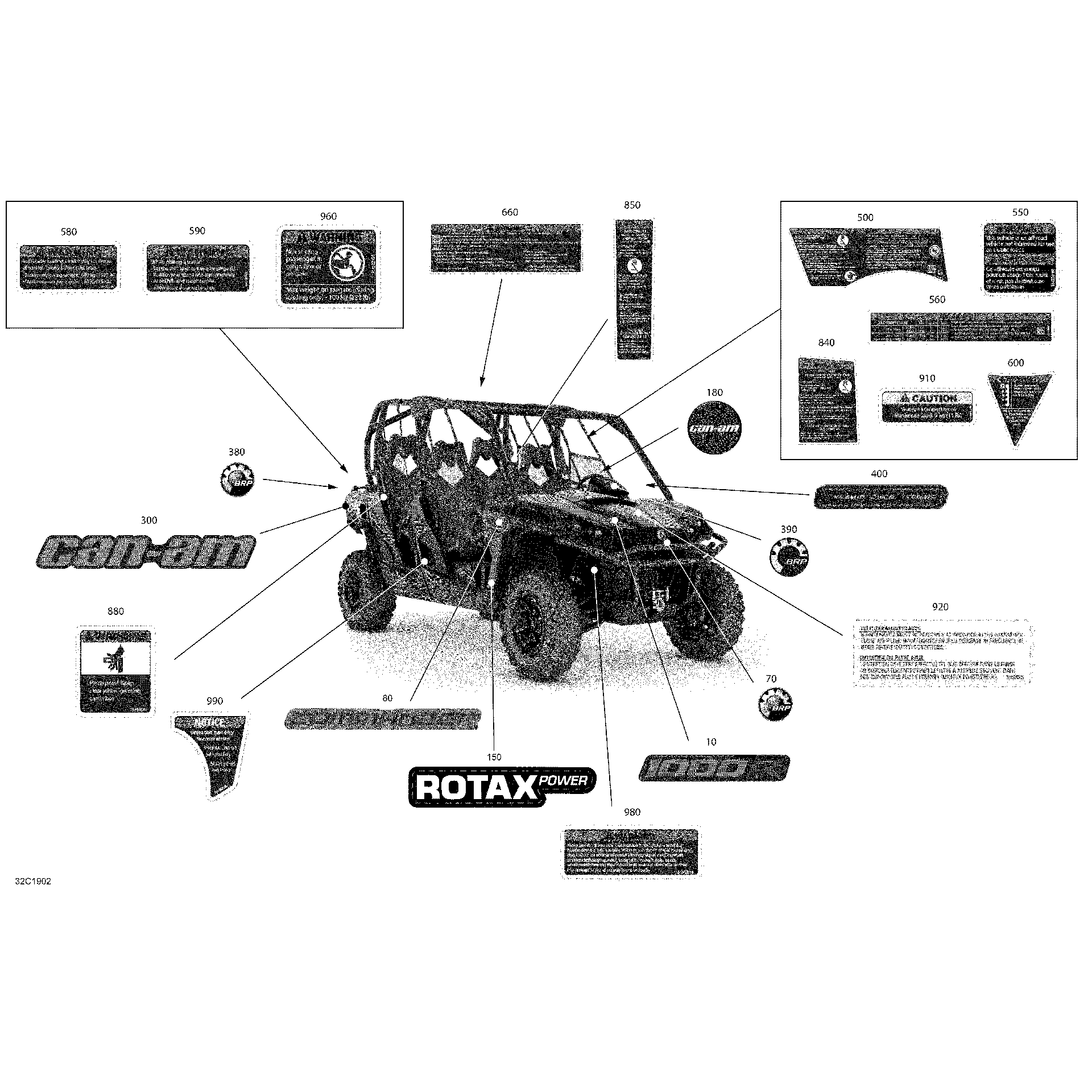 An Image of a Genuine Can-Am Parts Schematic Diagram showing the schematic - DECALS - 1000R - DPS
