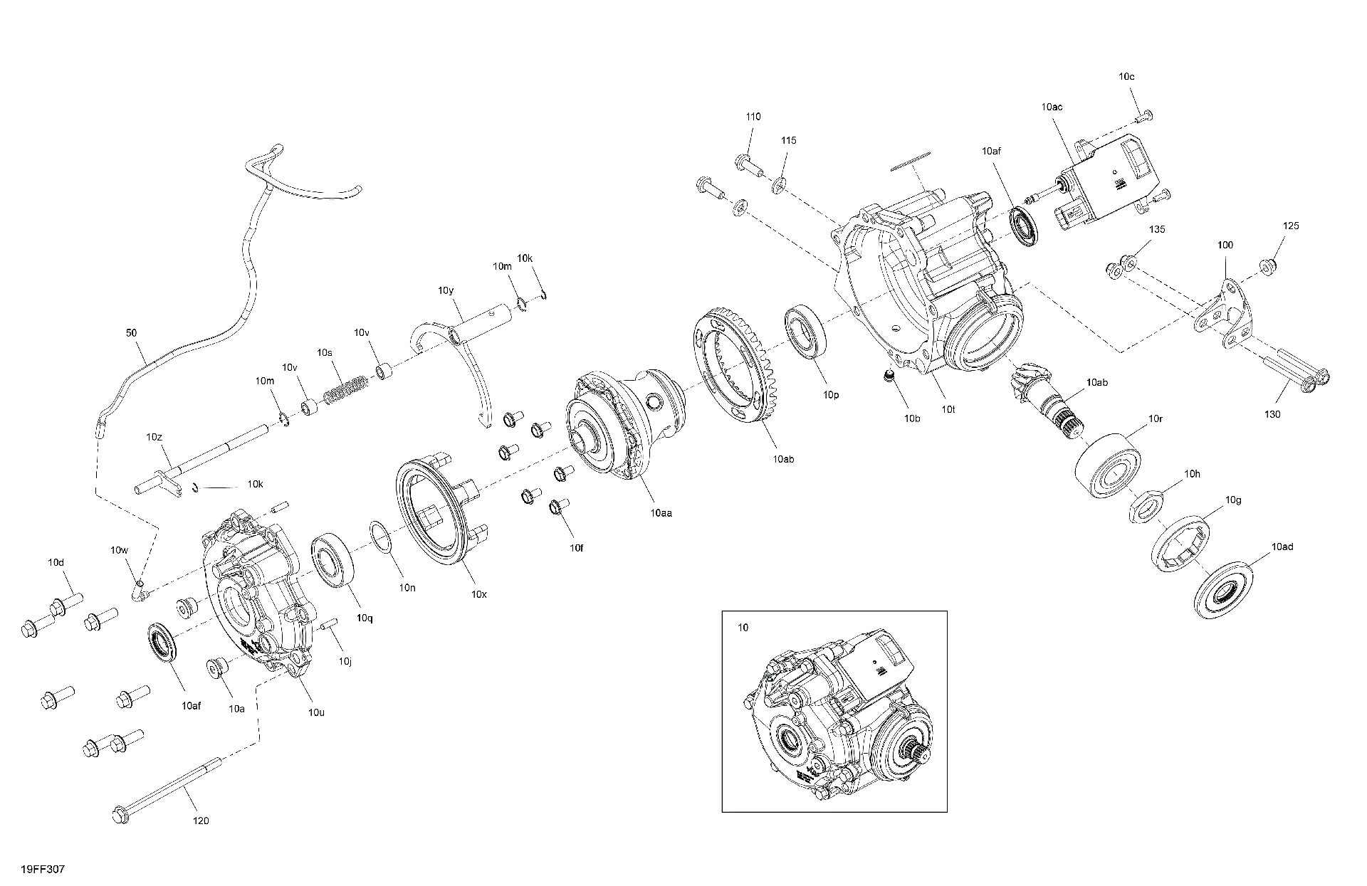 An Image of a Genuine Can-Am Parts Schematic Diagram showing the schematic - DRIVE - FRONT - DIFFERENTIAL PARTS