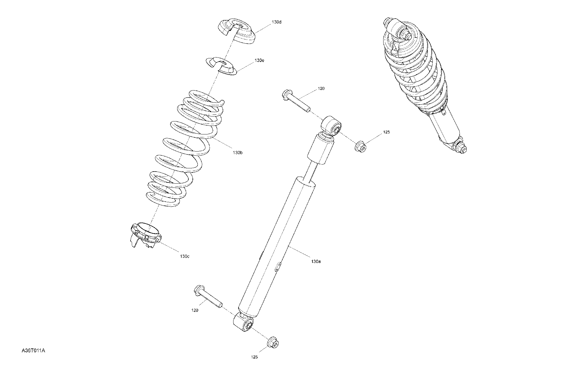 An Image of a Genuine Can-Am Parts Schematic Diagram showing the schematic - SUSPENSION - SHOCKS - FRONT SECTION - DPS