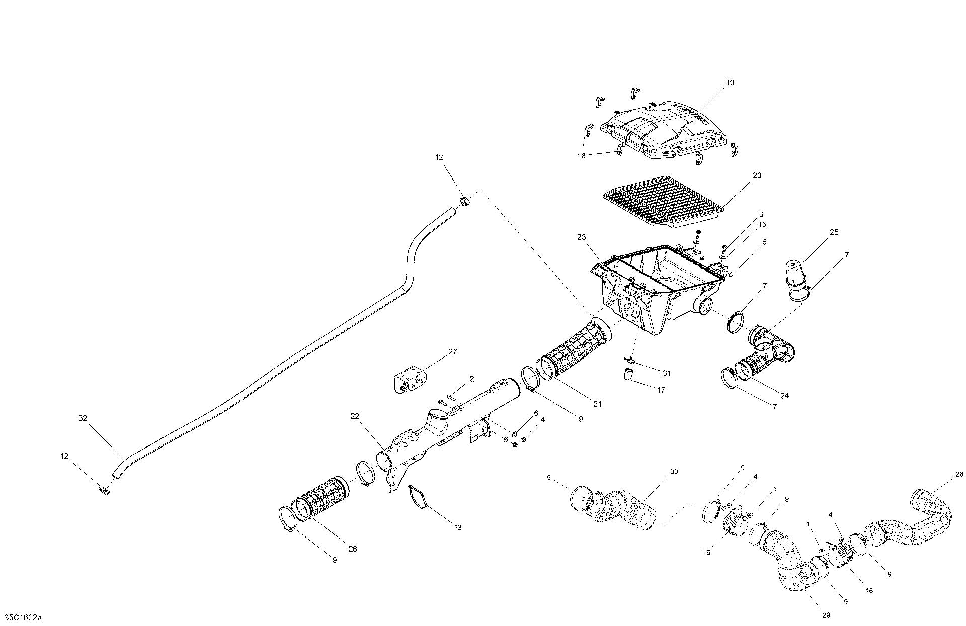 An Image of a Genuine Can-Am Parts Schematic Diagram showing the schematic - AIR INTAKE