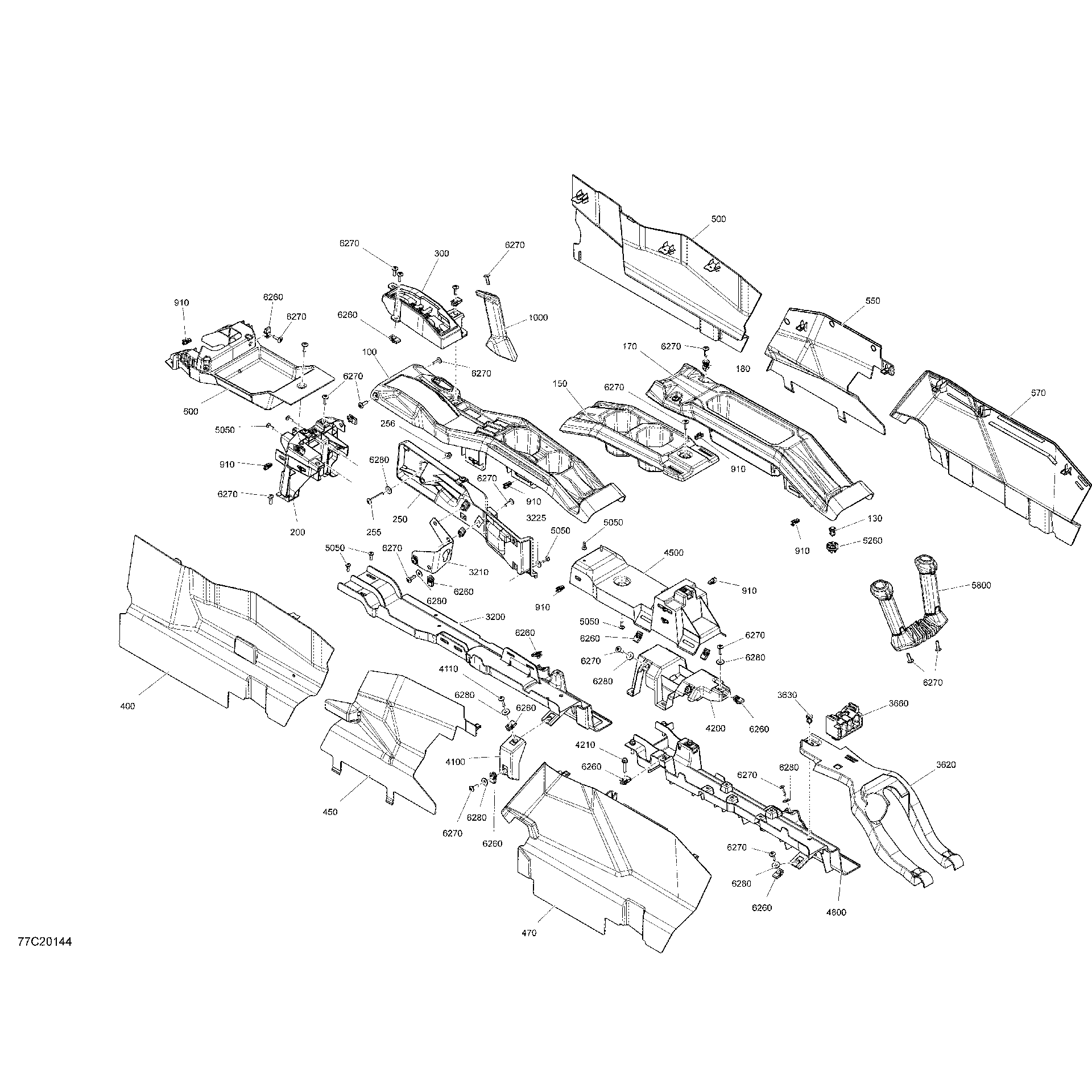 An Image of a Genuine Can-Am Parts Schematic Diagram showing the schematic - CAB INTERIOR - CONSOLE - STD
