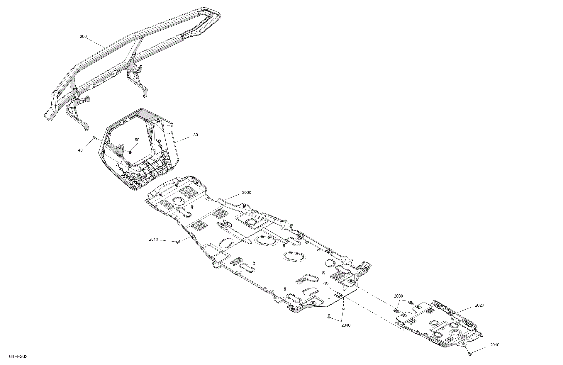 An Image of a Genuine Can-Am Parts Schematic Diagram showing the schematic - BODY - SKID PLATE AND BUMPER