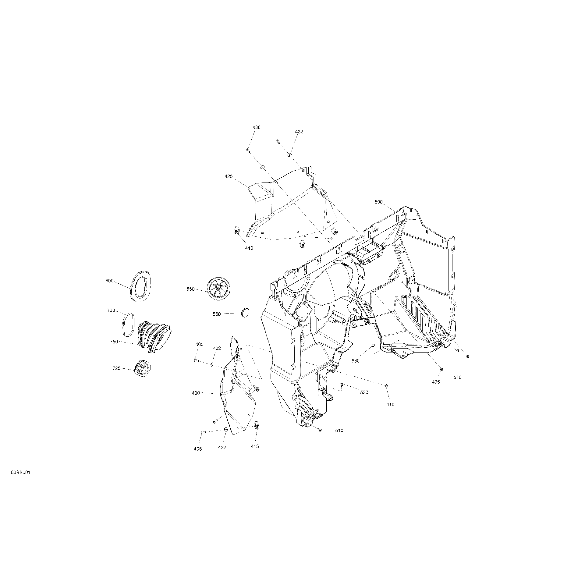 An Image of a Genuine Can-Am Parts Schematic Diagram showing the schematic - CAB INTERIOR - FIREWALL