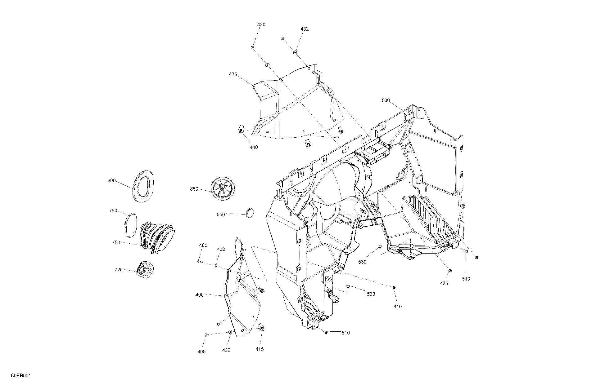 An Image of a Genuine Can-Am Parts Schematic Diagram showing the schematic - CAB INTERIOR - FIREWALL