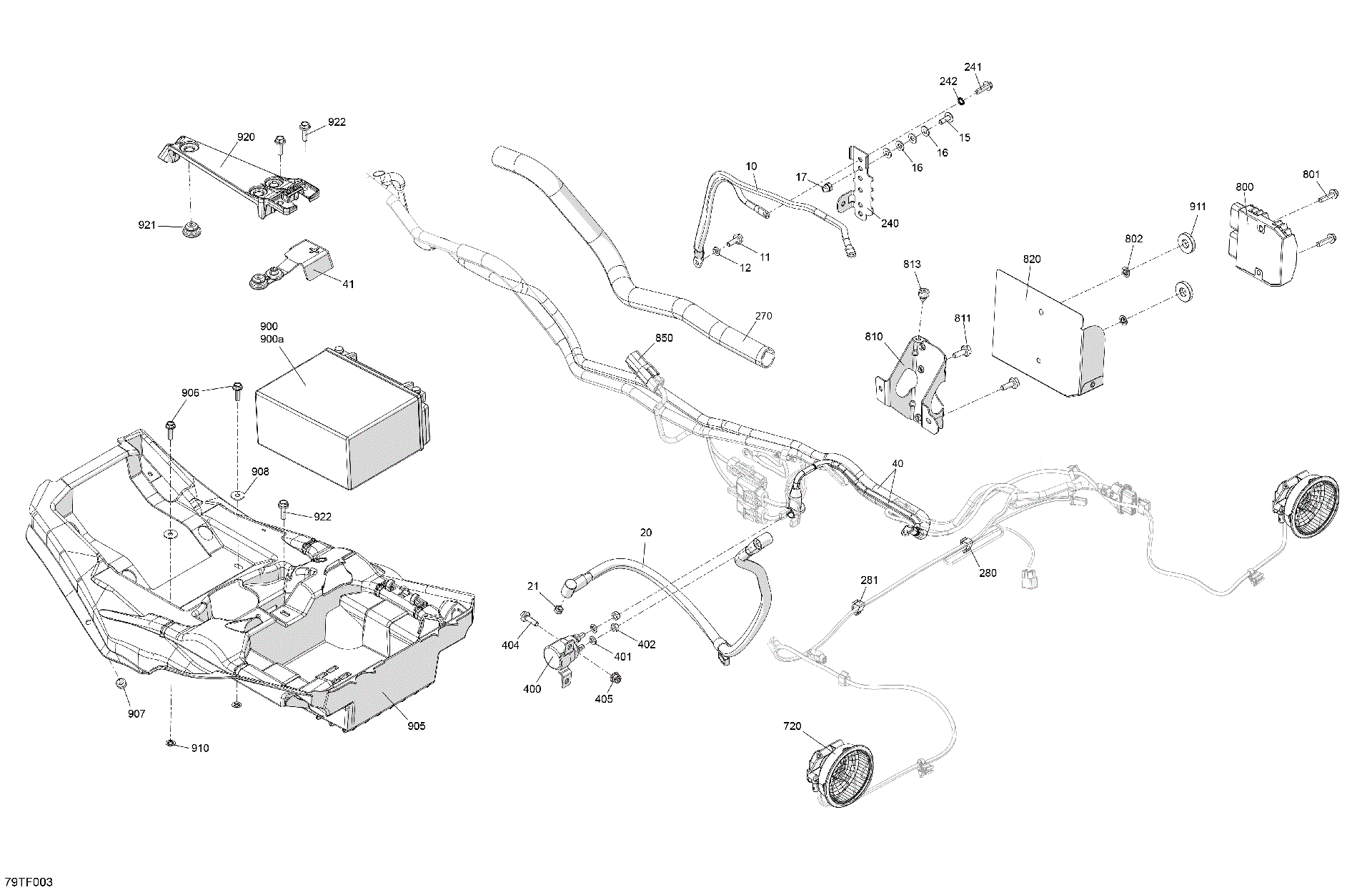 An Image of a Genuine Can-Am Parts Schematic Diagram showing the schematic - ELECTRIC - REAR SECTION
