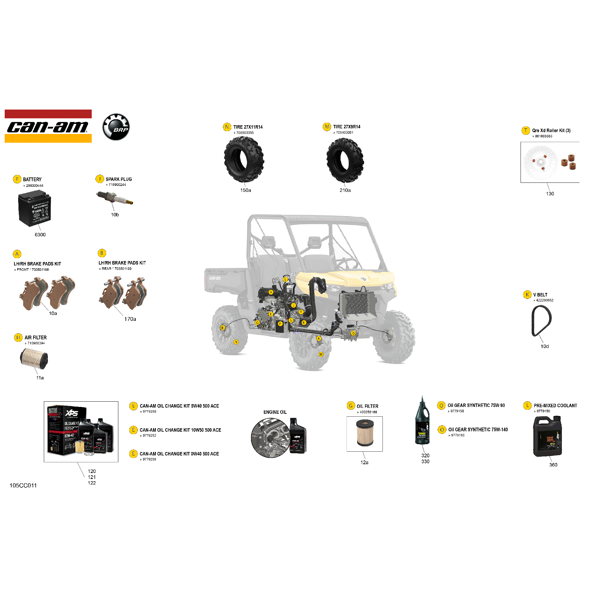 An Image of a Genuine Can-Am Parts Schematic Diagram showing the schematic - SERVICE - MAINTENANCE PARTS & FLUIDS