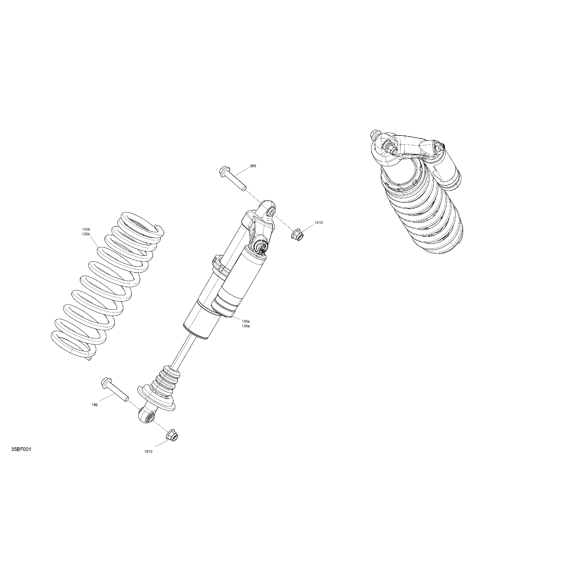 An Image of a Genuine Can-Am Parts Schematic Diagram showing the schematic - SUSPENSION - FRONT SHOCKS