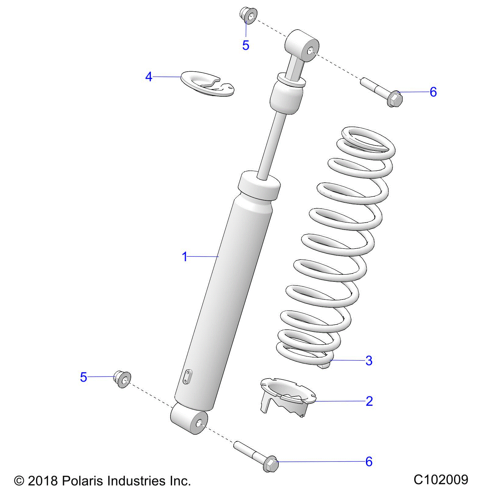 An Image of a Genuine Polaris Parts Schematic Diagram showing the schematic - SUSPENSION: SHOCK FRONT - 2026 POLARIS SPORTSMAN 850 TRAIL 49