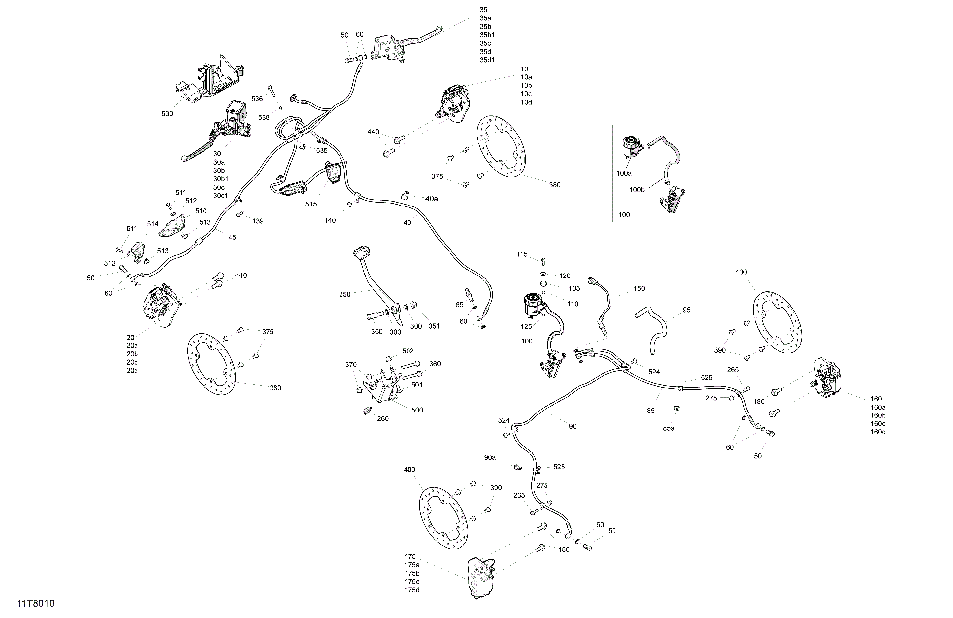 An Image of a Genuine Can-Am Parts Schematic Diagram showing the schematic - MECHANIC - BRAKE SYSTEM