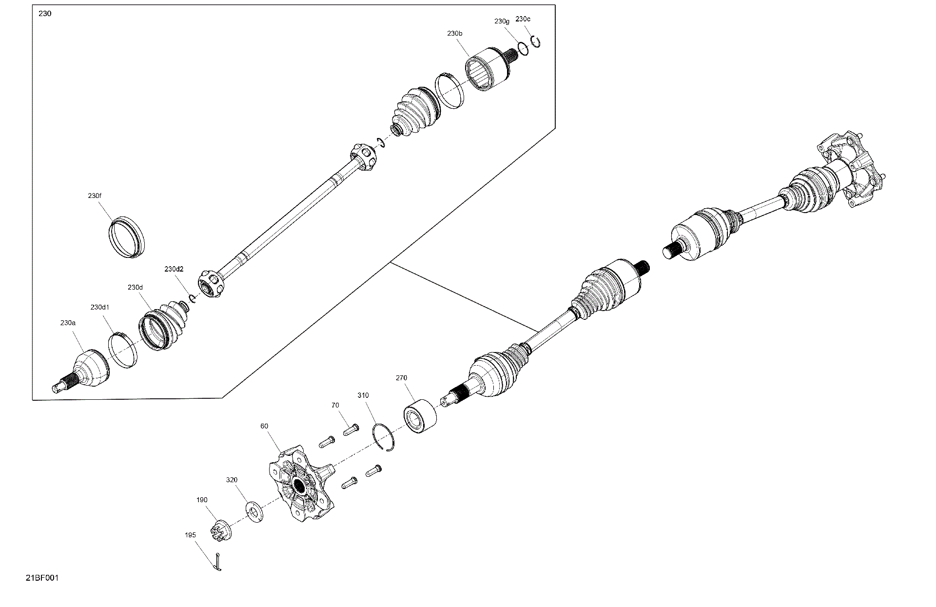 An Image of a Genuine Can-Am Parts Schematic Diagram showing the schematic - DRIVE - REAR - COMMON PARTS