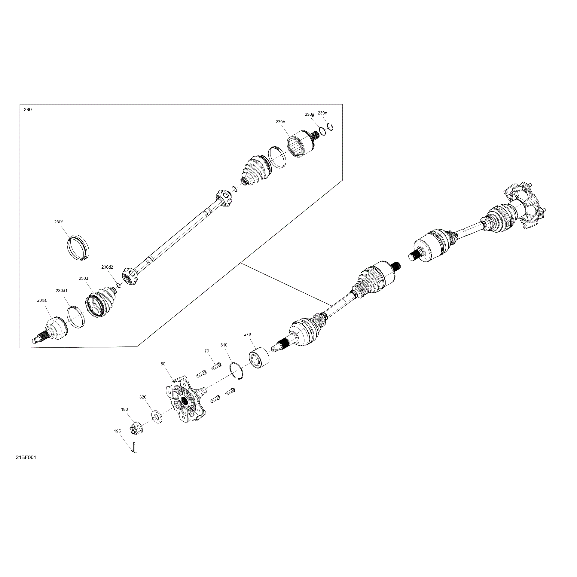 An Image of a Genuine Can-Am Parts Schematic Diagram showing the schematic - DRIVE - REAR - COMMON PARTS