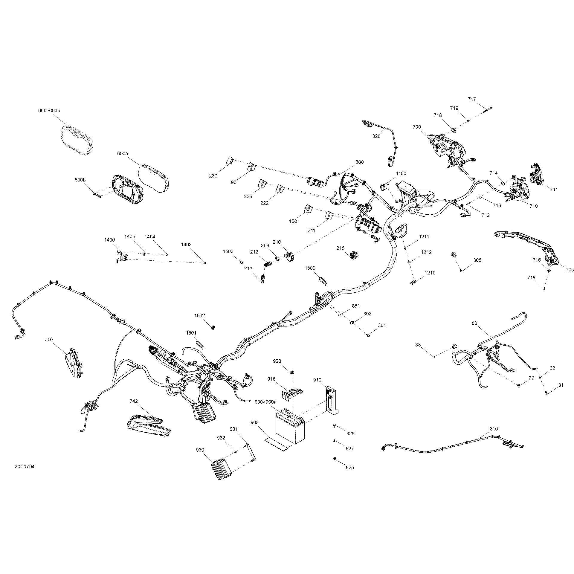 An Image of a Genuine Can-Am Parts Schematic Diagram showing the schematic - ELECTRICAL SYSTEM