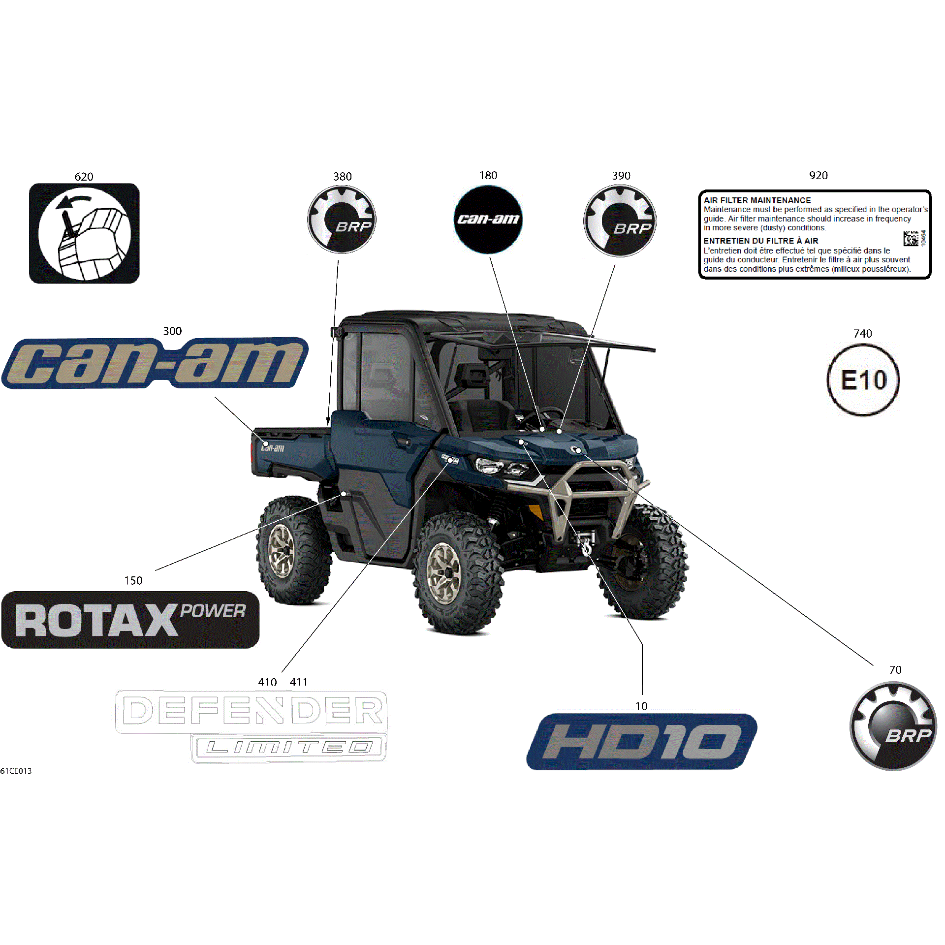 An Image of a Genuine Can-Am Parts Schematic Diagram showing the schematic - BODY - DECALS