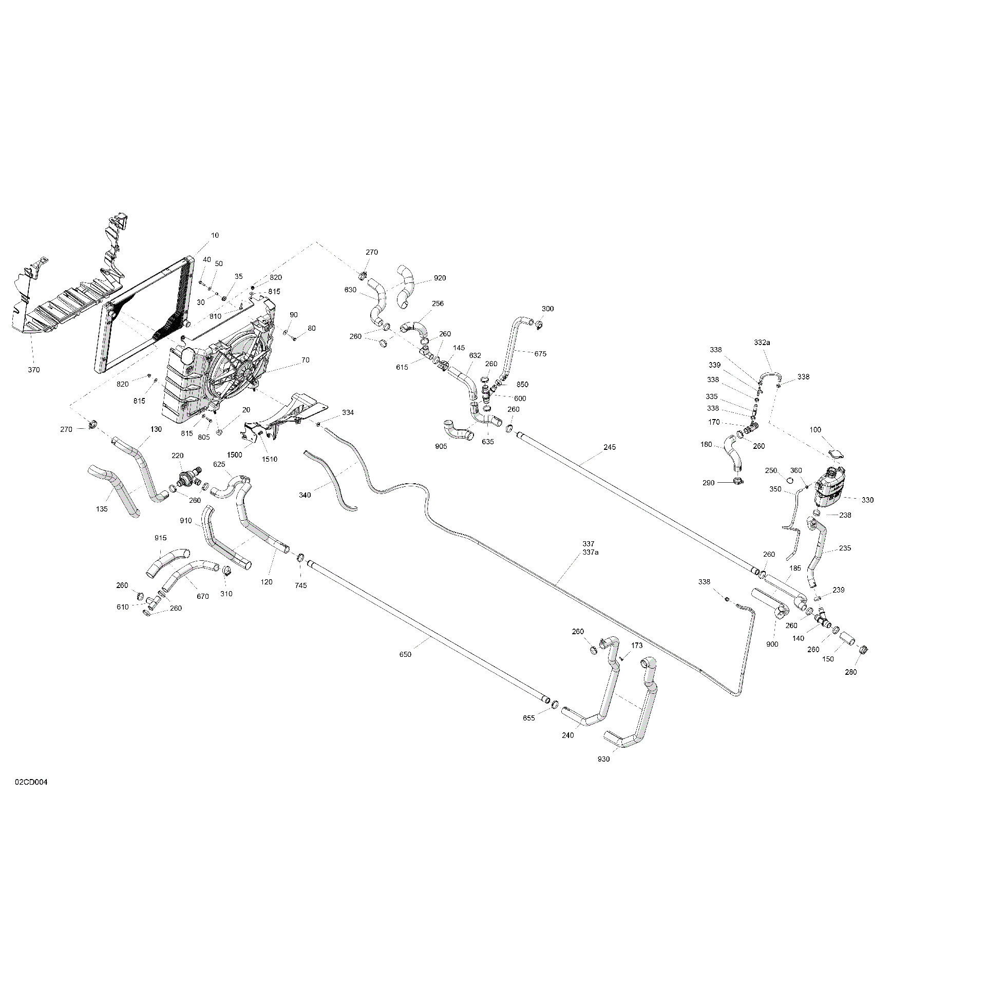 An Image of a Genuine Can-Am Parts Schematic Diagram showing the schematic - ENGINE - COOLING