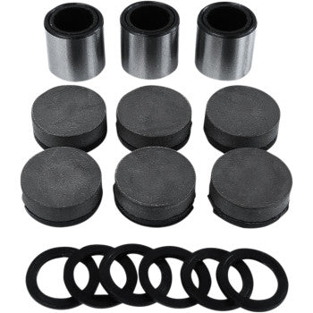 The Polaris Clutch Button and Roller Kit by Epi includes cylindrical metal rollers, round black buttons, and circular washers, all arranged neatly in rows on a white background.