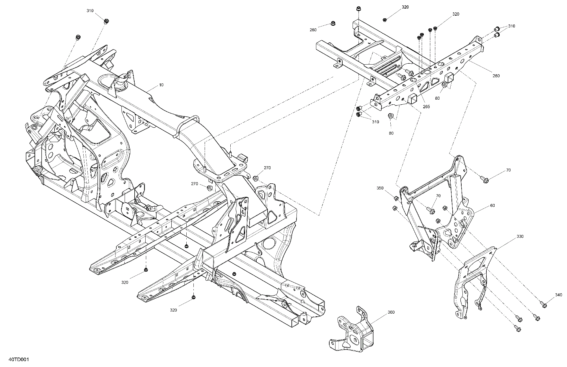 An Image of a Genuine Can-Am Parts Schematic Diagram showing the schematic - FRAME - SYSTEM